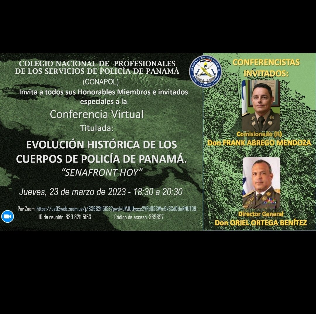 ConapolPMA's tweet photo. CONAPOL te invita a la interesante 3ra. Exposición sobre el Servicio Nacional de Frontera (SENAFRONT), su Situación Actual y su Visión a Futuro.
Te esperamos. https://t.co/QUBepD7MVe