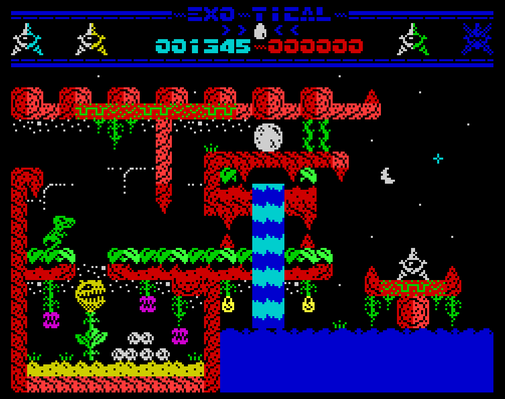 Roolandoo's tweet photo. Mi nuevo juego EXO-TICAL supone un cambio de registro en mi estilo habitual, así que avanzo lentamente pero aquí os dejo un adelanto: primeras pantallas y sinopsis de la historia. #ZXSpectrum #RetroDev #Homebrew 🕹️🚀🕹️ 🪐 https://t.co/dap60jBQBM