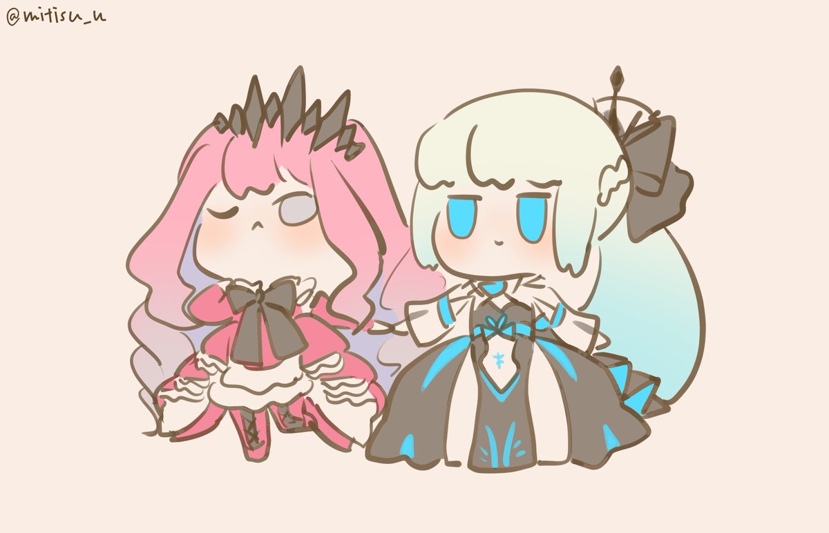 fairy knight tristan (fate) ,morgan le fay (fate) multiple girls 2girls black bow one eye closed pink hair bow blue eyes  illustration images