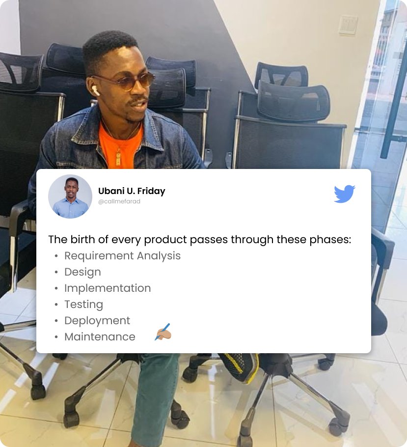 callmefarad's tweet photo. Brief highlight on the six(6) phases of the software development life cycle(SDLC).

- Requirement Analysis/Gathering.
This involves identifying the needs and goals of the project, as well as any constraints that should be taken note of. https://t.co/BAxf8GC3KO