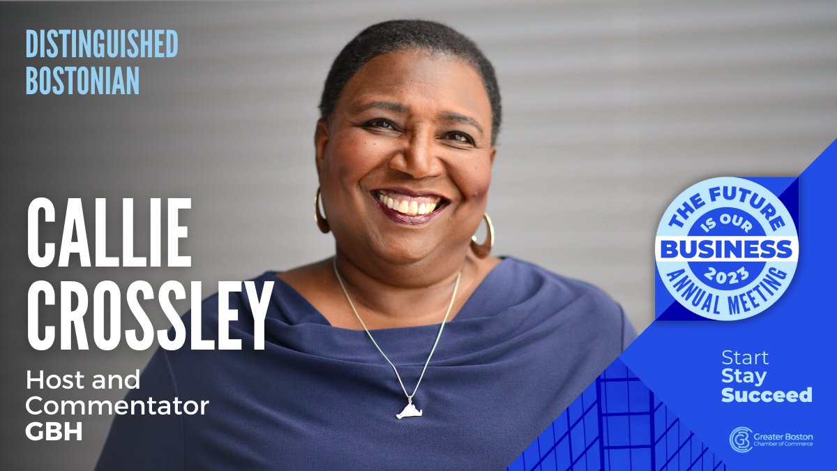 A big round of 👏👏 to @GBHNews's @CallieCrossley who was named one of three 'Distinguished Bostonian' honorees today by the @bostonchamber. Callie will be honored at the 2023 #AnnualMeeting in Boston's Seaport on May 16: bit.ly/3ZSR6XX