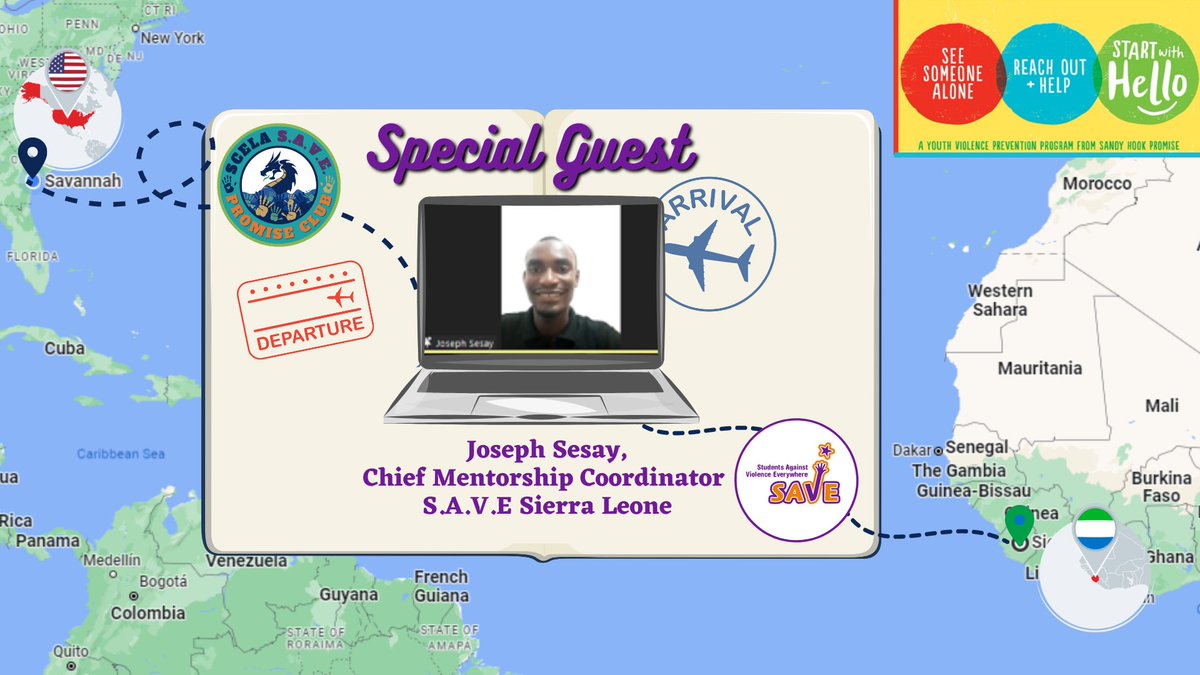 SCELAsccpss's tweet photo. #SAVEPromiseClub  SCELA's S.A.V.E. Promise Club's faculty advisor, Gini Ennis facilitated a Special Guest visitor from Sierra Leone.  

Mr. Joseph Sesay, Chief Mentorship Coordinator at S.A.V.E Sierra Leone came and shared with our High School Sea Dragons! https://t.co/KlG8pmXry0