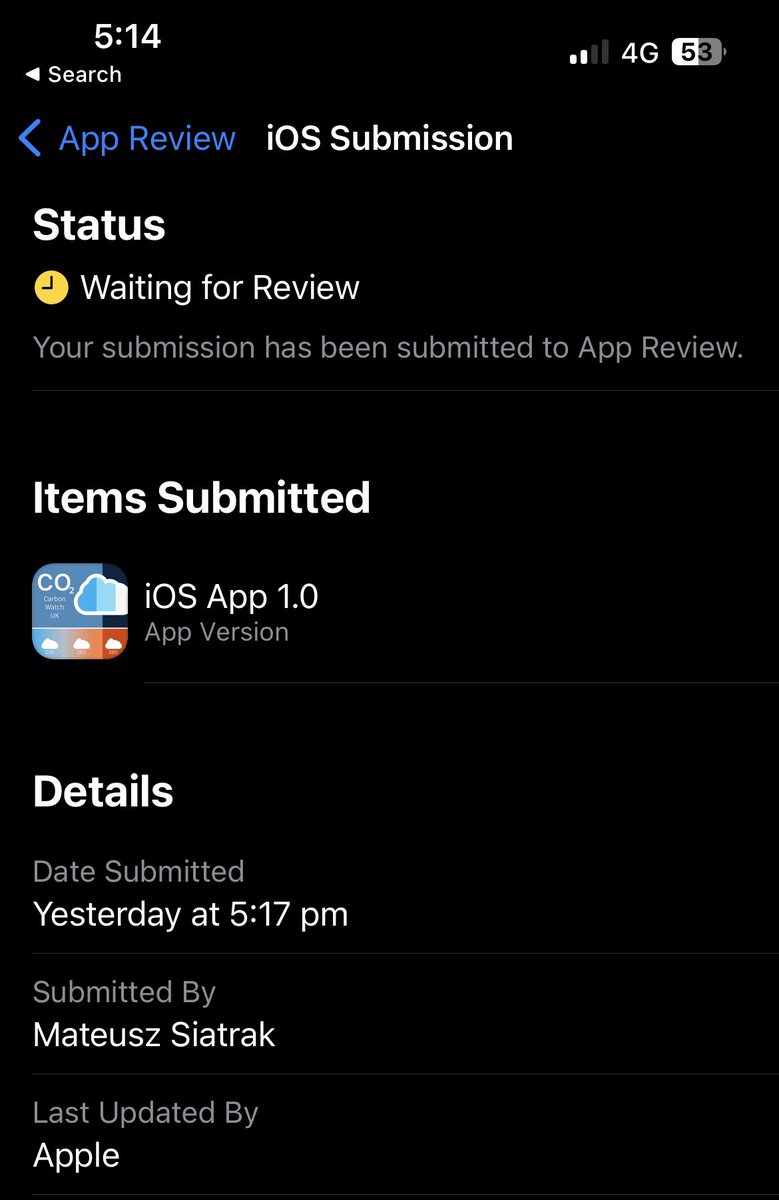 MSiatrak's tweet photo. Does anyone have any tips how to poke Apple to review the app? #buildinpublic #iosdev #waitingforreview #apple #applereview https://t.co/IzjDqqLRYw