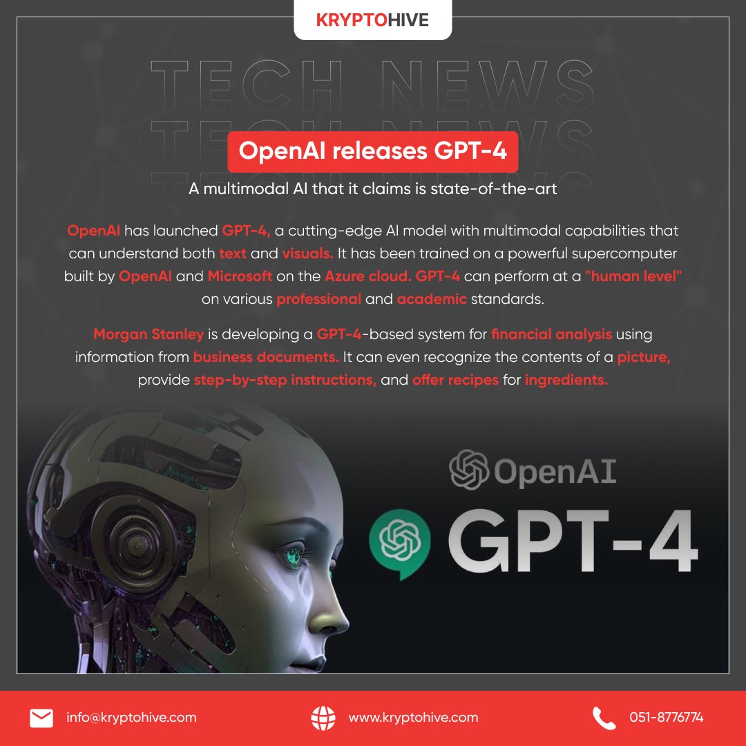 Unlocking the Full Potential of AI: How OpenAI's GPT-4 is Revolutionizing Natural Language Processing, Deep Learning, and Machine Learning

#OpenAI #GPT4 #AI #MultimodalAI #TextUnderstanding #VisualUnderstanding #AIinnovation #AItechnology #DeepLearning #ArtificialIntelligence