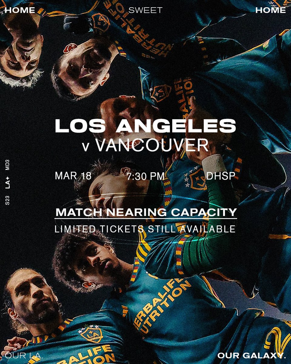 LAGalaxy's tweet photo. 🚨 NEARING CAPACITY 🚨
The FOMO is real, grab your Home Opener tickets now!
🎟️: https://t.co/KvlIR94bW2 https://t.co/xyVIKQwuqS