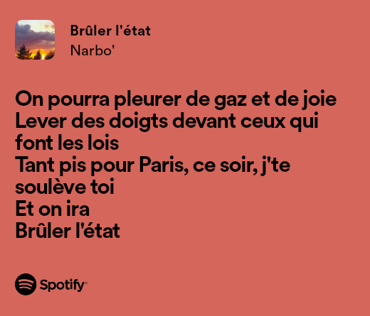 envie d'appliquer les paroles de narbo irl aujourd'hui