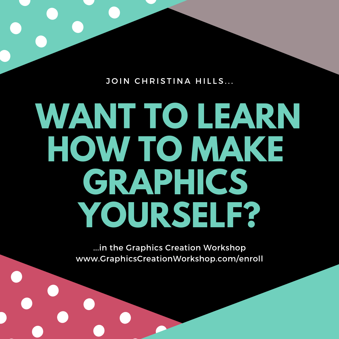 christinahills's tweet image. Want to create your own graphics but don't know how? Join the Graphics Creation Workshop and learn how to make stunning images using free tools today! Enroll now: GraphicsCreationWorkshop.com/enroll #DIYGraphics #GraphicDesign #OnlineTraining