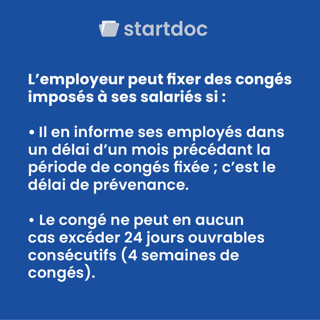 startdocfr's tweet image. GUIDE : Votre employeur peut-il vous imposer des dates de congés payés ? 💡

Retrouvez nos documents administratifs liés aux congés sur startdoc  ➡️ ow.ly/QyxU50Nk408