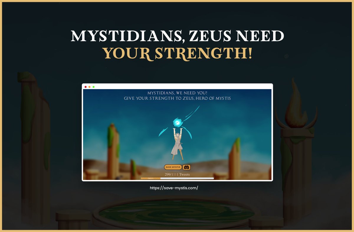 Mystidians, Zeus need our strength to save the Mystis's island!🏛

Let’s raise our hands to the sky!🖐

save-mystis.com

Something is coming when the loading bar will be full! 👀 

Get on board and join the discord direction the Mystis Island! discord.com/invite/pFYzqss…  🏝