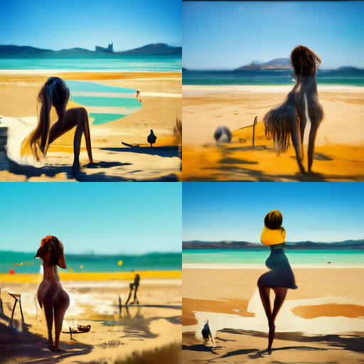 kicoes's tweet photo. midjurney desde la versión 1 hasta la  v3 v4 y v5 con el mismo prompt: chica en la playa https://t.co/Sd5qnc9pS6