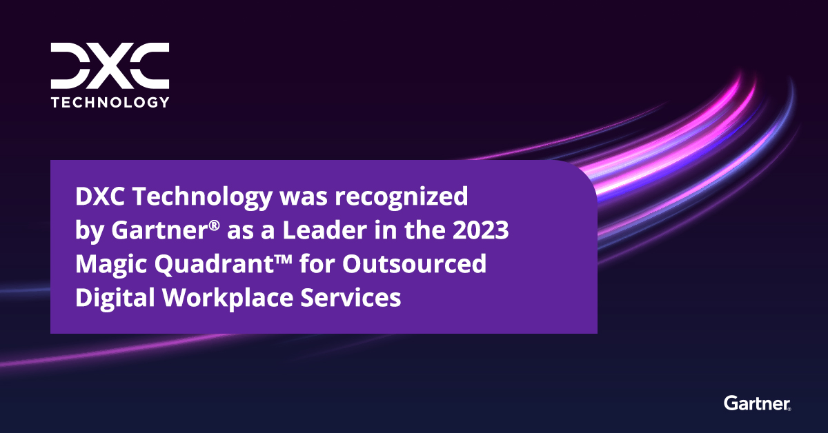 We are proud to announce that DXC Technology was recognized by Gartner® as a Leader in the 2023 Magic Quadrant™ for Outsourced Digital Workplace Services. 

Read the report to learn more: dxc.to/3JIwUlW 

#ModernWorkplace #Gartner #MagicQuadrant