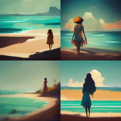 kicoes's tweet photo. midjurney desde la versión 1 hasta la  v3 v4 y v5 con el mismo prompt: chica en la playa https://t.co/Sd5qnc9pS6