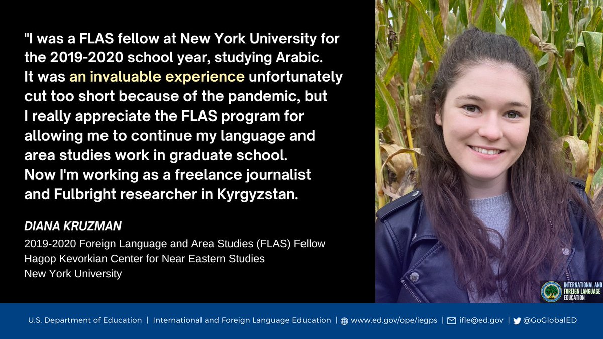 GoGlobalED's tweet photo. Our #TitleVI Foreign Language and Area Studies (FLAS) Fellowship program supports undergraduate and graduate students as they study less commonly taught languages like Arabic! #BeGlobalReady https://t.co/0l5KEqxMvR