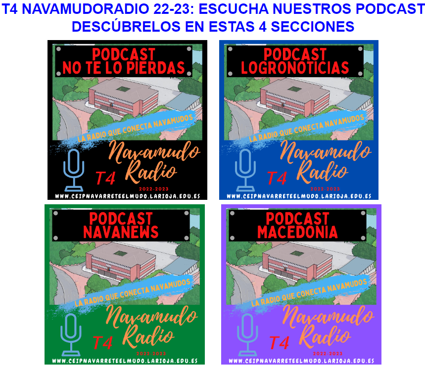 ¡Navamudo Radio Temporada 4! Nos hemos pasado a los podcast. En la web del cole puedes escuchar a tu ritmo todos los podcast que subimos cada semana. Hay cuatro secciones, visítanos y disfruta con  la radio que nos conecta. PIE Almazuela Educativa. bit.ly/3dZ1Zjn