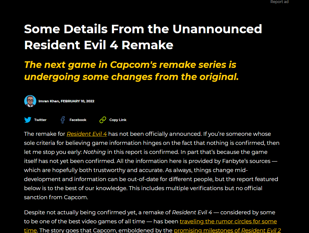 RuleTimeSpace's tweet photo. Almost release day for RE4R!

From "Rumor"               To Reality https://t.co/SGxjikEYQf