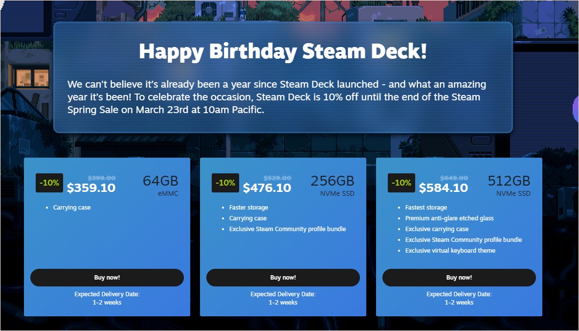 carygolomb's tweet photo. Man!  $360 for a 64GB #SteamDeck is a really good deal for what you get! https://t.co/deSbb6Wt4s