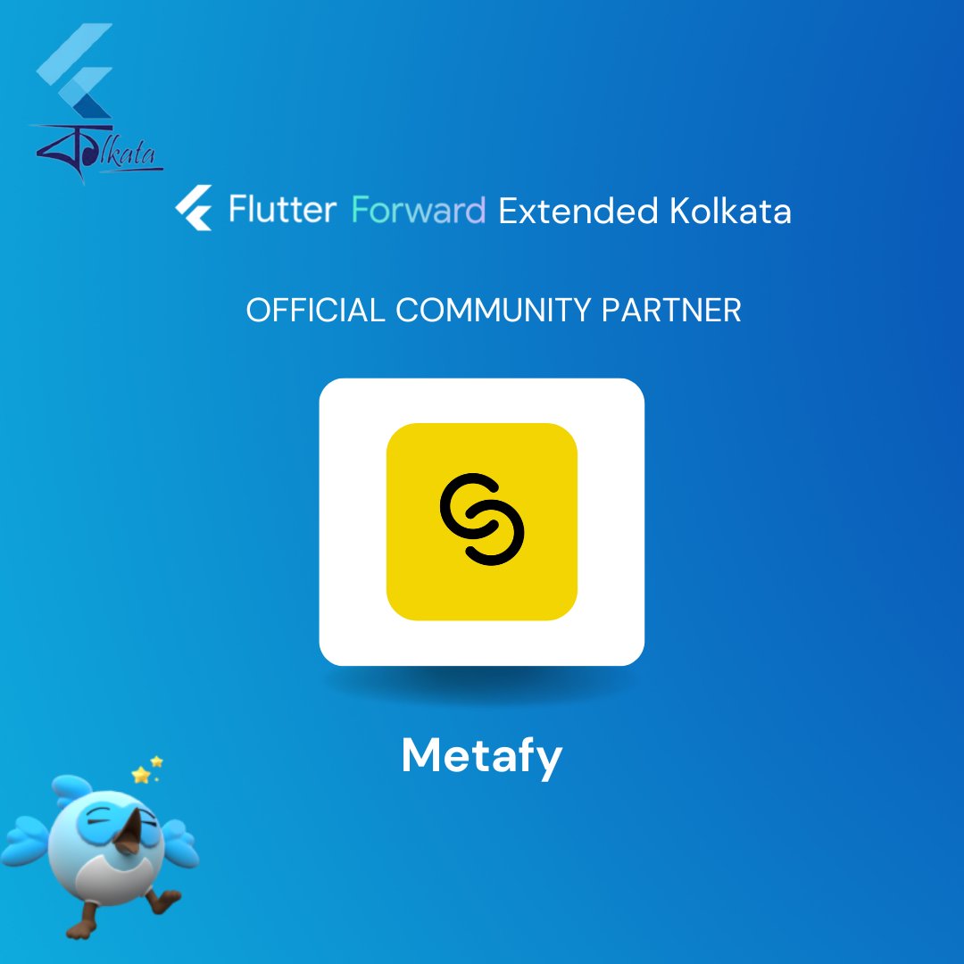 flutterkolkata's tweet photo. We are glad to announce Metafy as a community partner for Flutter ForwardExtended Kolkata.
Get yourself registered for this grand event on 25th March through
https://t.co/GRbcMoGgfR

#FlutterKol #FlutterKolkata https://t.co/iYhLuuy5CD