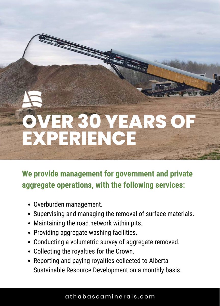AmiMinerals's tweet photo. We manage the Coffey Lake Public Pit, where quality aggregates are produced to satisfy a region with high demand volumes from industrial operators, infrastructure and sustaining capital projects.
https://t.co/MXAC7vzk0M

#oilandgas #sandsupplier #gravelsupplier #Alberta https://t.co/5keDh4zDEz