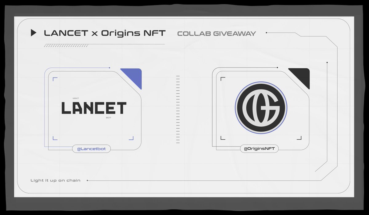 Origins x Lancet

Lancet aims to provide NFT traders a hassle-free minting process, eliminating the need for tedious manual setups.

2 Spots!

To enter:
1. Follow <a href="/Origins_Collabs/">Origins Collabs</a> &amp; <a href="/Lancetbot/">Lancet</a> 
2. Like+RT
3. Tag 3 friends

24 hours!