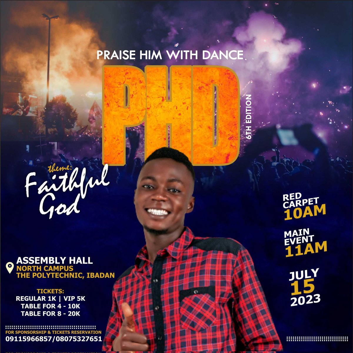 melodypraise01's tweet photo. IBADAN!!! ARE YOU READY✌️

P.H.D  6TH EDITION🎤

Mark you calendar✅ JULY 15TH, 2023

Red Carpet: 10:00AM | MAIN EVENT 11:00AM

MELODY PRAISE LIVE IN CONCERT 2023🔥

#MelodyPraiseLiveInConcert #PHD6thEdition #FaithfulGod #July15 #Anticipate #WorshipExperience #GospelMusic https://t.co/R3fxp6JtIB