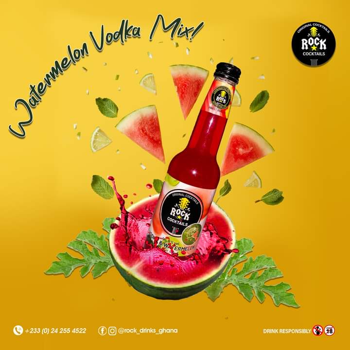 RockNRollCondom's tweet photo. It's Rock Cocktail O'Clock!

Get into the weekend steeze with Rock Vodka Watermelon Cocktail Mix and feel energized to kickstart your early weekend.

Available in all leading shops and supermarkets near you.

Rock cocktails, Let's get the party started!

#GhanaMonth https://t.co/FFsUkzTCvZ