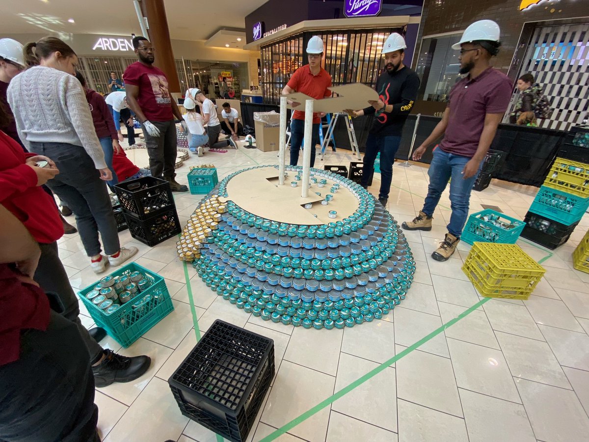 cityofcalgary's tweet photo. You’ll definitely grin when you see it.
Our structure is called Calgary’s CANning Cheshire Cat!
We’re building the Cheshire Cat 😺 as well as a wall of support for Animal Services, using 9,789 cans.
Did you guess it?
#CANstructionYYC https://t.co/EIJX09PEpz