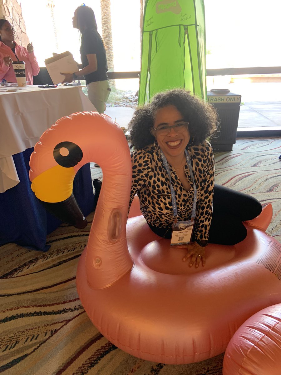 ELDCher's tweet photo. #MERIT22 @CateTolnai @mrsbieler Pink flamingos at #WeareCUE https://t.co/cOmi8IfsdO