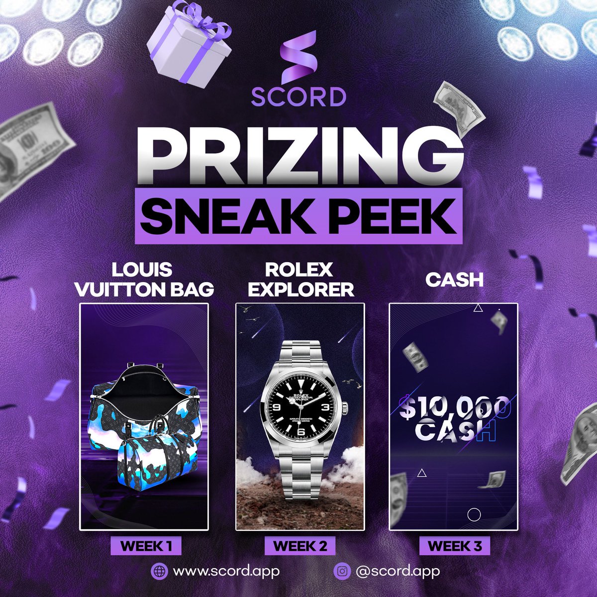 Ready to win MASSIVE prizes? SCORD is teaming up with today’s top music acts, influencers, athletes, and brands, to bring weekly game show competitions direct to your phone. 

The SCORD app is launching soon… follow for all the latest info!
