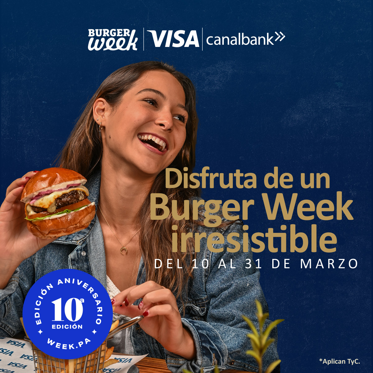 Disfruta de un Burger Week irresistible, pagando con tu tarjeta Visa Signature Canalbank. Descubre los restaurantes participantes y más de 80 recetas originales en el enlace week.pa
Promoción es válida del 10 al 31 de marzo de 2023.

#Canalbank #visa #burgerweek