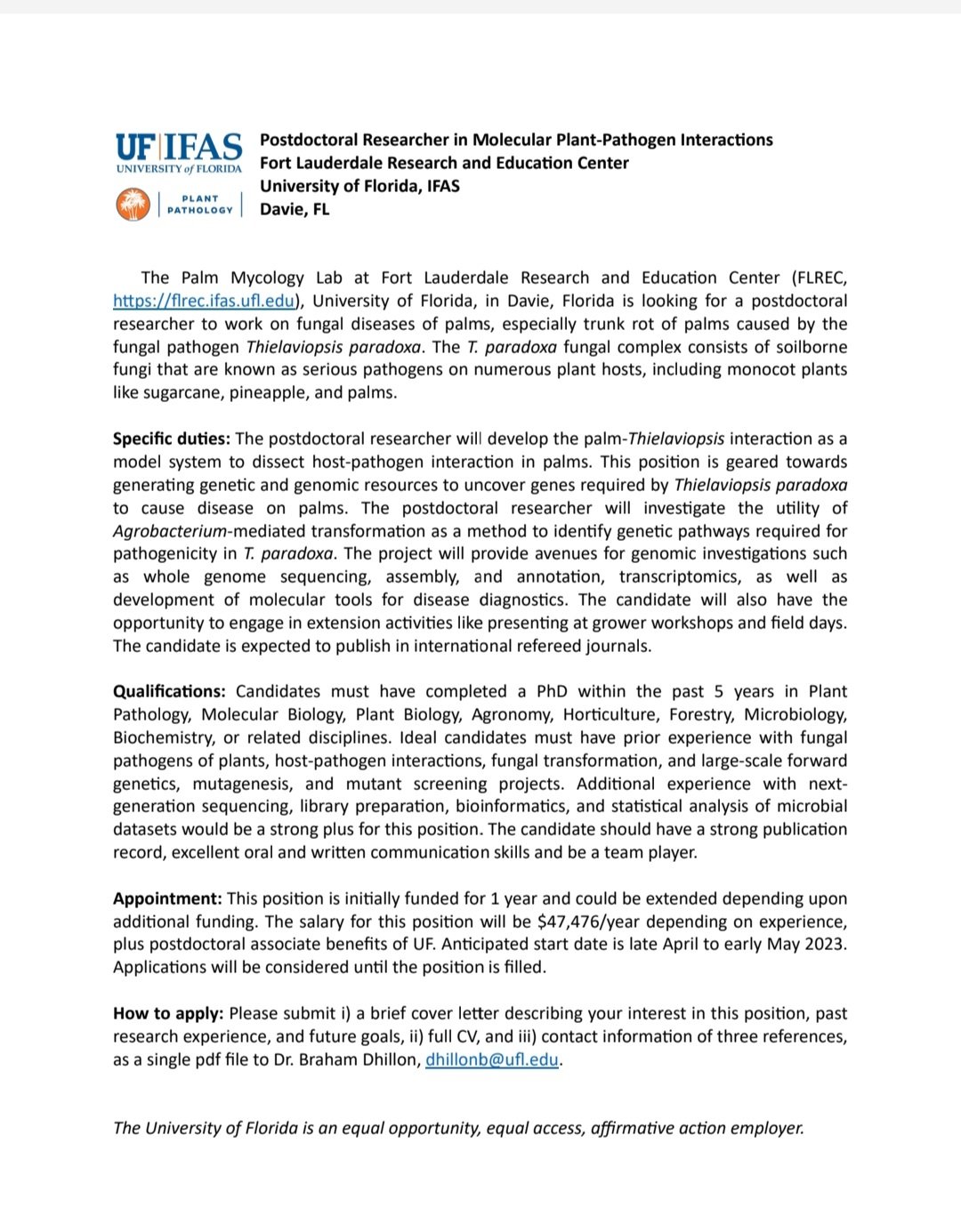 APS SouthernDivision on Twitter "Postdoctoral position in Molecular