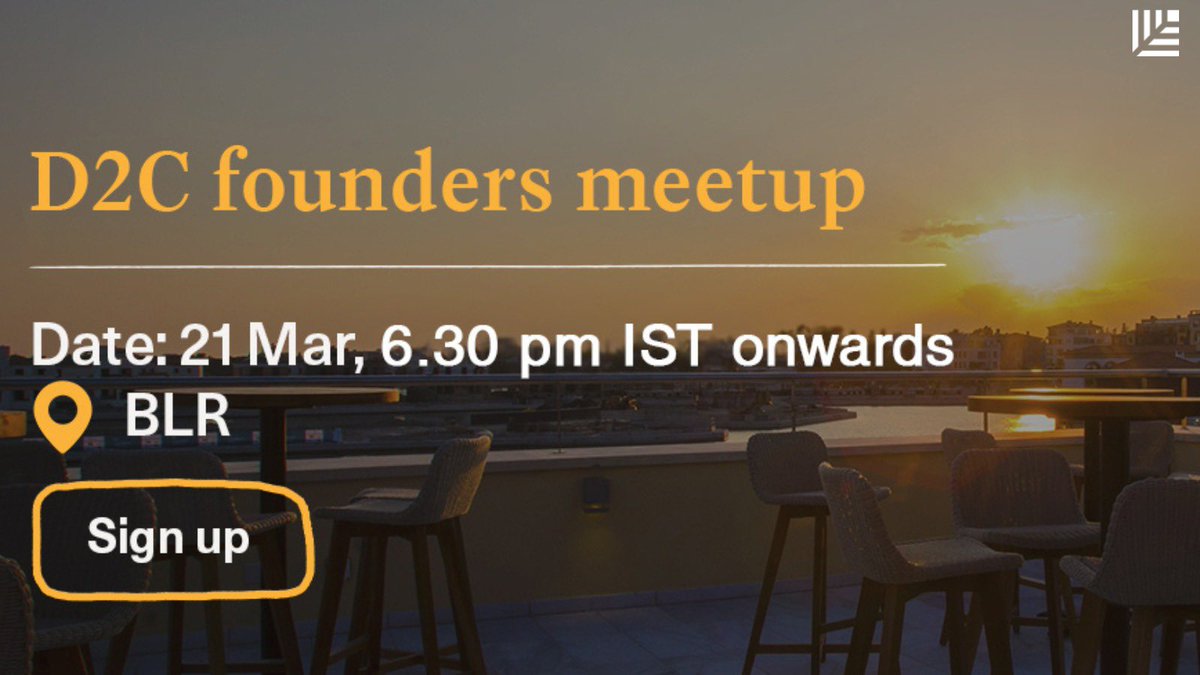 Calling #D2C founders in #Bengaluru 👋

Join us on 21 Mar if you’d like to hangout with like-minded founders and meet team Sequoia for a networking evening.
Sign up to reserve your spot ➡️ bit.ly/D2C-Meetup

#meetups