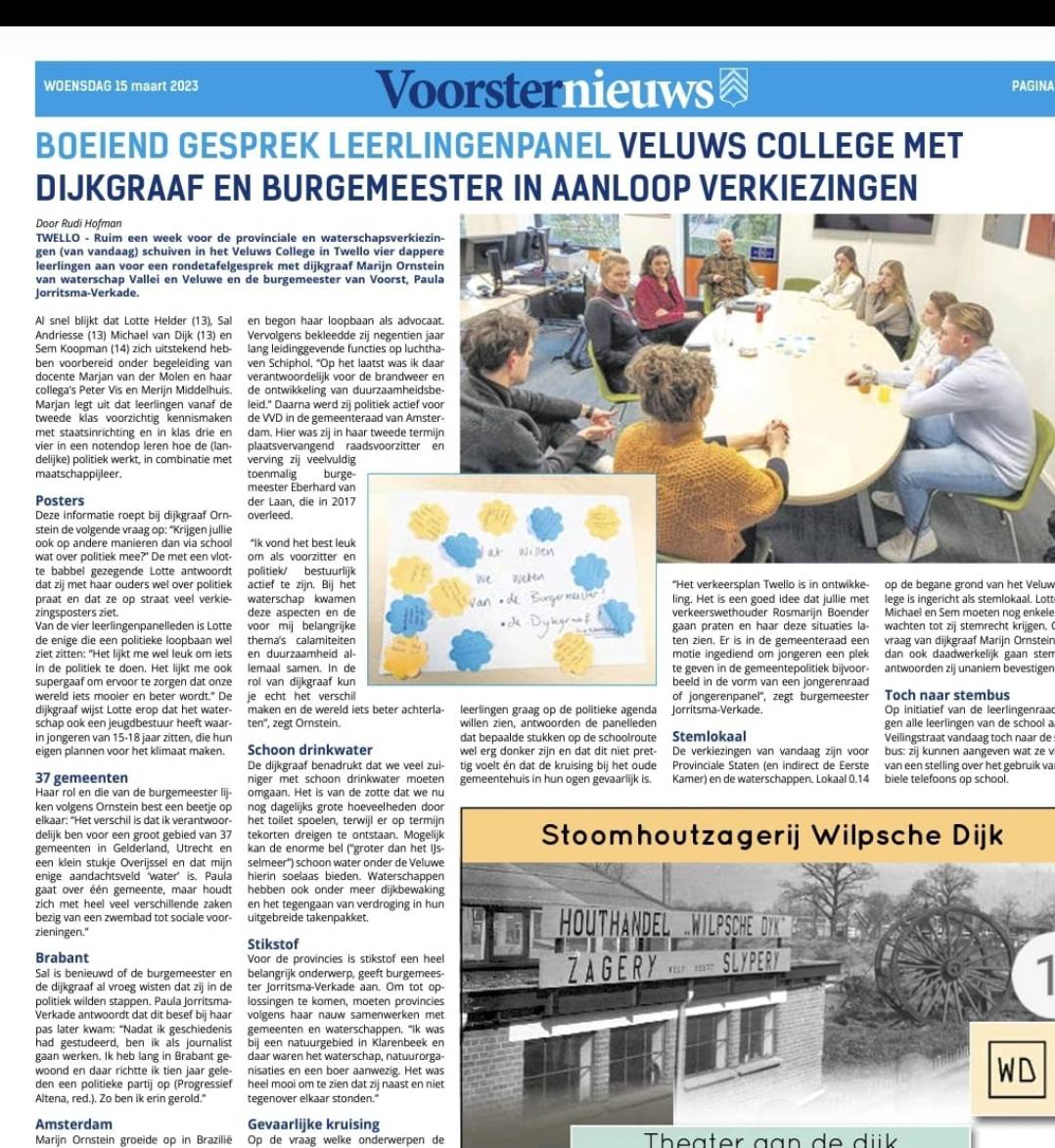 VCTwello's tweet photo. Een mooi verslag in de krant over het gesprek tussen de dijkgraaf van het waterschap en de burgemeester van Voorst! #verkiezingen https://t.co/N9yFWOfJxh