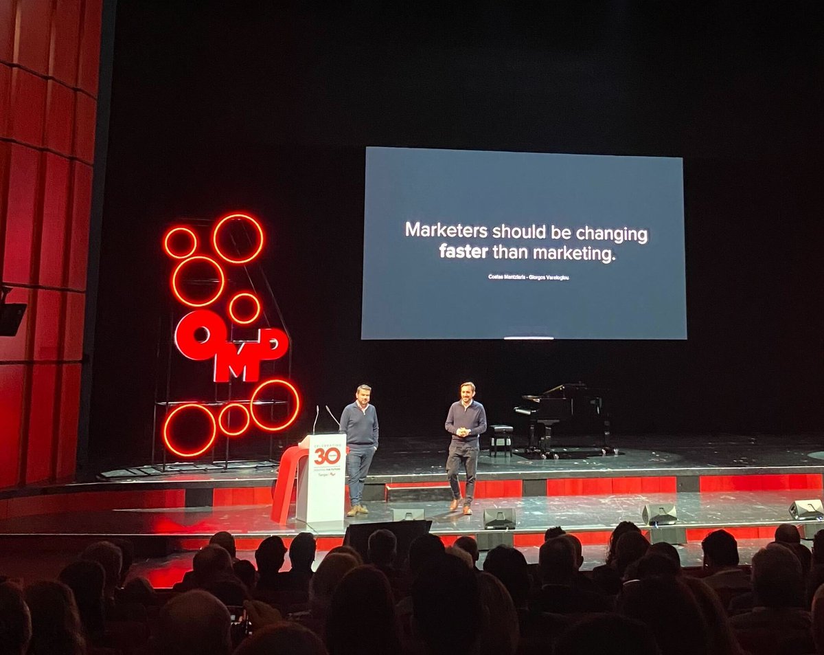 ReborrnLtd's tweet photo. 🎤 Celebrating Tempo OMD Hellas's 30 years last week, our co-founders @Vareloglou &amp; @costasM gave their own thoughts on the future of #marketing, explaining why ‘Marketers should be changing faster than marketing’🏃. Thank you for having us🙏 @omd_worldwide. Till the next one! https://t.co/iPjWHhw0NK