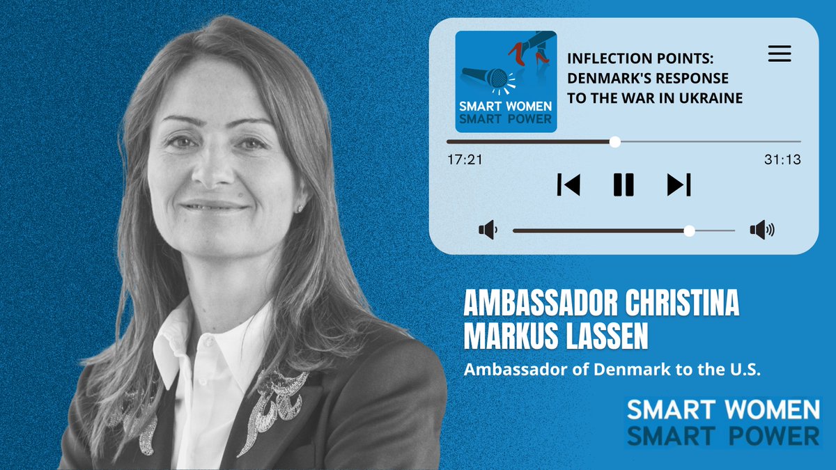 Smartwomen's tweet photo. #NEW: Ambassador Christina Markus Lassen (@DKambUSA) joined @kjmcinnis1 on @smartwomen for a conversation on her career and 🇩🇰's response to Russia’s war in Ukraine. @DenmarkinUSA 

Listen here: https://t.co/pu2VpbwSb3 https://t.co/8WTwbqmad4
