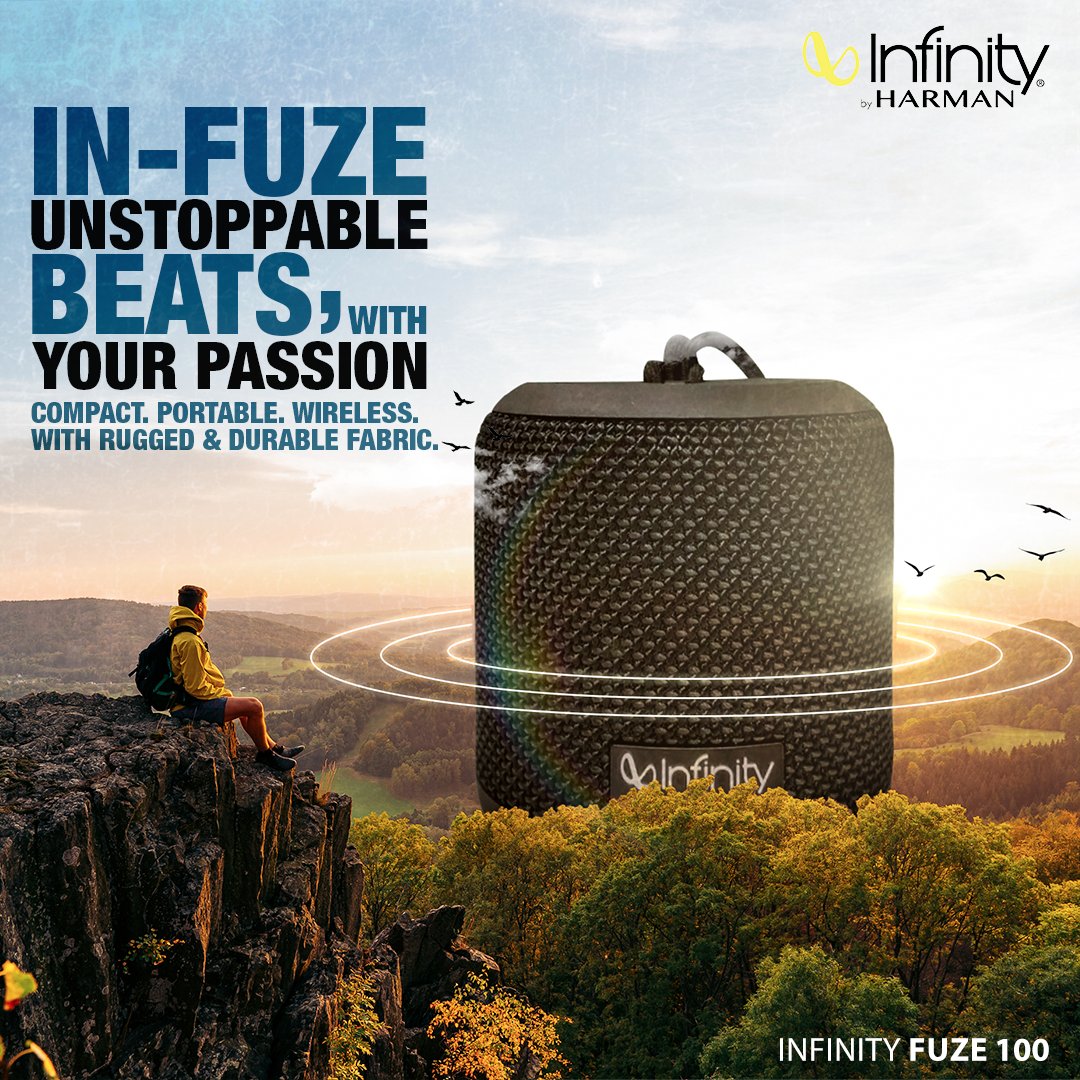 Take your Fuze 100 along, and bring your fav tracks to all your passion-filled treks. Its rugged and durable fabric makes it the unbeatable travel partner you need.

#InfinityByHarman #Fuze100 #InfinityMusic #PortableSpeakers