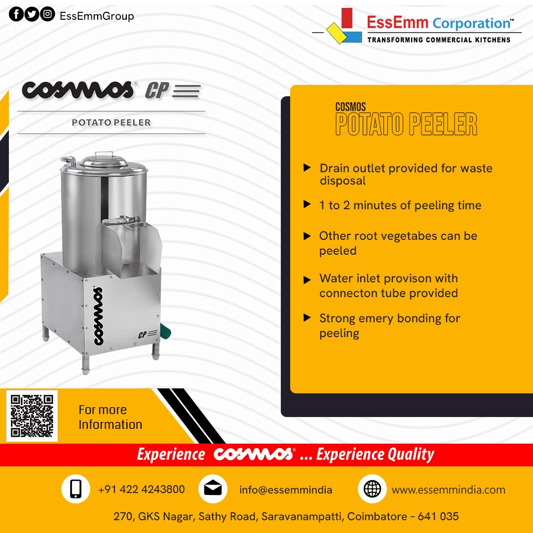 essemmgroup's tweet photo. Cosmos Potato Peeler

Peeling a large quantity of potatoes and other root vegetables will be easier and quicker than ever with this product

#cosmos #essemm  #food #potato #kitchen #restaurant #cooking #fries #chips #TechnologyNews #TechWorldIndia #tech #TechNews #foodtechnolgy https://t.co/uAJo56UzGJ
