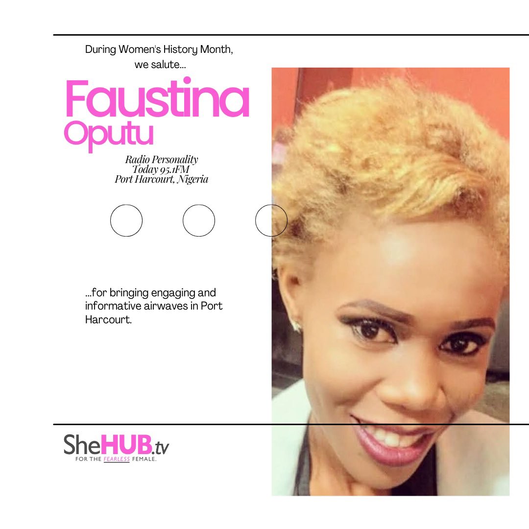 SheHubTv's tweet photo. @faustynation1 we salute you during #WomensHistoryMonth for your contribution to media in Port Harcourt #Nigeria 🇳🇬 https://t.co/mg1iTJyPPy