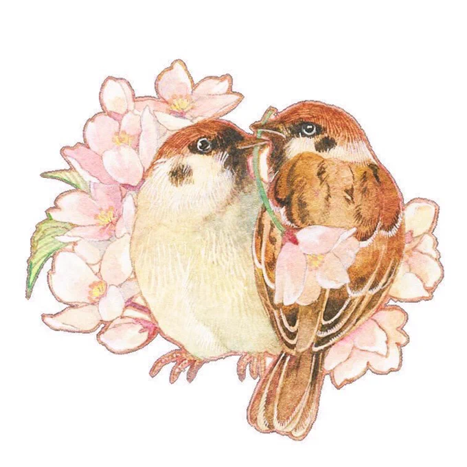 そういえば雀と桜も描いてた #桜の作品でTLにも桜を咲かせましょう 