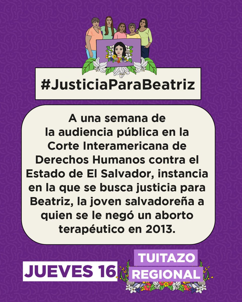 👩🏽💚 Tuitazo regional 
#hoyJueves 16 de marzo
08 AM 🇸🇻 | 09 AM 🇨🇴 | 10 AM 🇻🇪 | 11 AM 🇦🇷
#JusticiaParaBeatriz 💚🔥