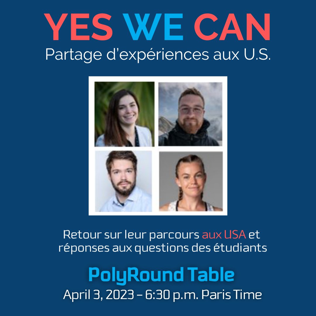 YES WE CAN! 🌟

Vous souhaitez partir en stage, en semestre d'études ou travailler aux USA ?

Venez découvrir les parcours de nos diplômés :découvrir les parcours de 4 diplômés !

👉 Inscriptions limitées à 300 participants sur cloud.polytech-reseau.org/index.php/apps…