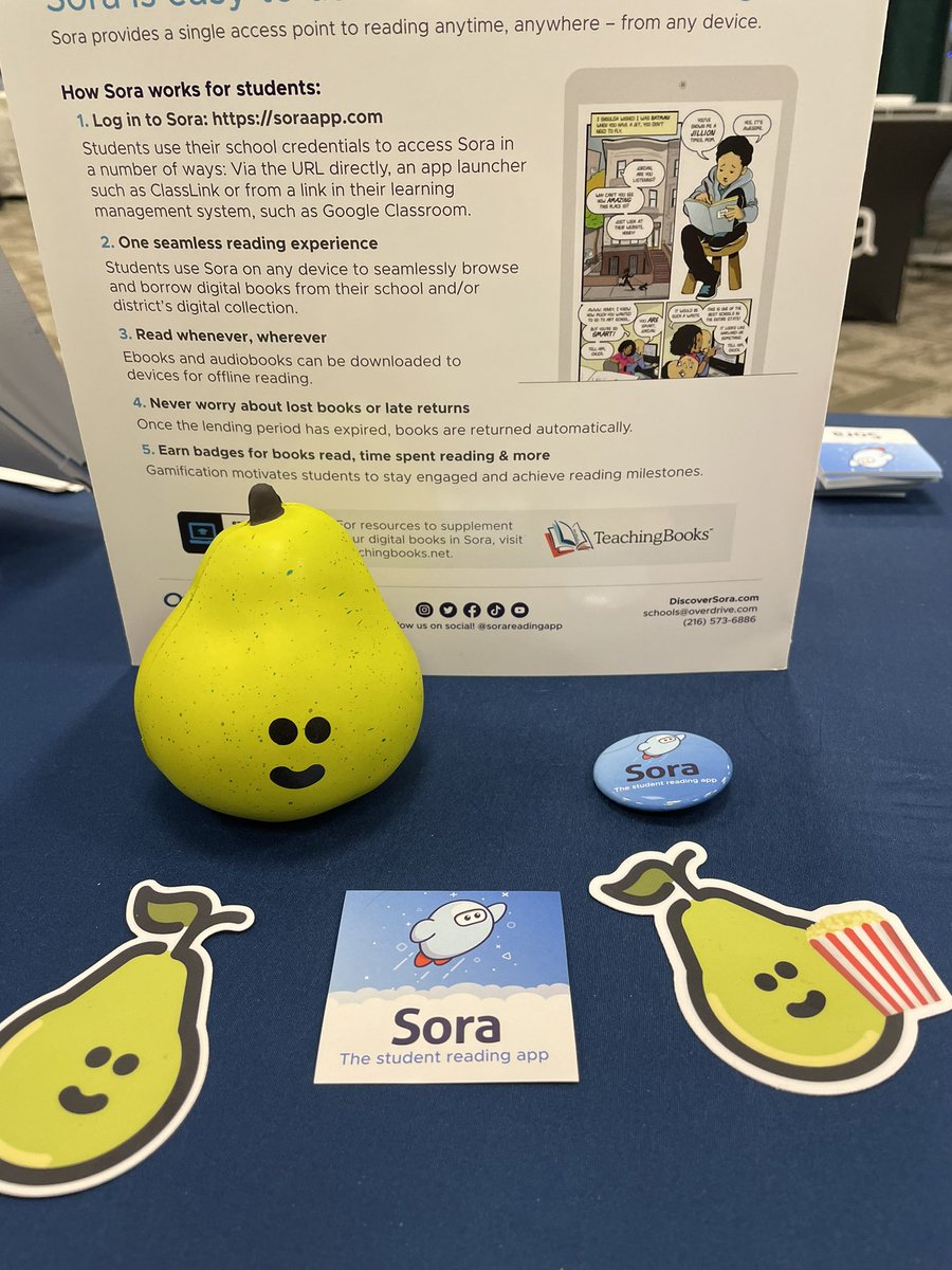 Meredith Wemhoff (@meredithwemhoff) on Twitter photo Repping the <a href="/Sorareadingapp/">Sora, by OverDrive Education</a> at #KYSTE and so excited for this partnership with <a href="/TeachingBooks/">TeachingBooks</a> & <a href="/PearDeck/">Pear Deck Learning</a> πππ Repping the <a href="/Sorareadingapp/">Sora, by OverDrive Education</a> at #KYSTE and so excited for this partnership with <a href="/TeachingBooks/">TeachingBooks</a> & <a href="/PearDeck/">Pear Deck Learning</a> πππ