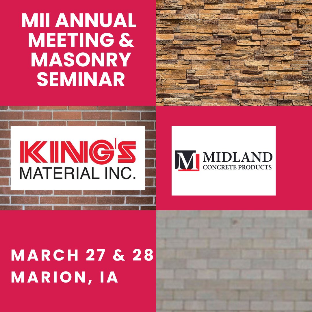 BricklayerIA's tweet photo. Thank you King's Material, Inc. / lMidland Concrete Products for being the AM break sponsor at our 2023 Masonry Seminar in Cedar Rapids on March 28. We can't thank our sponsors enough for their continued support. Thank you! #thankyousponsors #masonryiniowa https://t.co/66pLa5cwvs