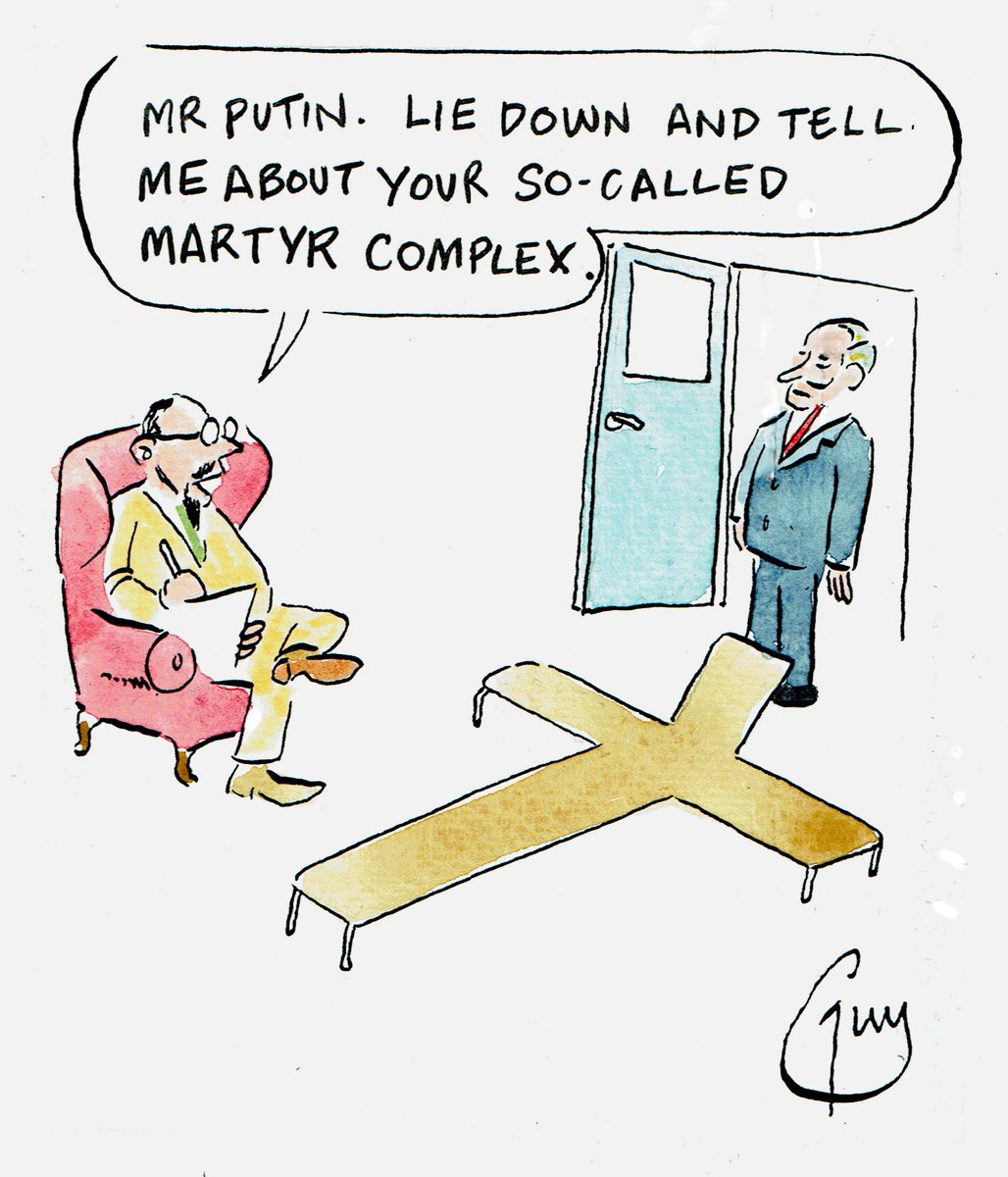 godfreychurch's tweet photo. My cartoon for Friday's @MetroUK. @MetroPicDesk #Putin #martyrcomplex #PutinWarCrimes https://t.co/p7MYQ0aLYH