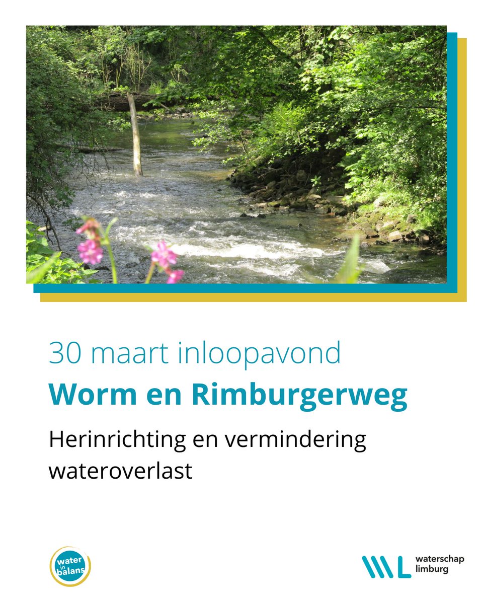 WLomgeving's tweet photo. Donderdag 30 maart a.s. is een inloopavond over het project herinrichting Worm en Wateroverlast Rimburgerweg. Loop tussen 19.00 en 21.00 uur binnen in de Rimburgerhoeve in Landgraaf.
Meer weten?๐
https://t.co/adUpkpUCPr
#waterinbalans #inloopavond #landgraaf #herinrichting https://t.co/wISowxwxgF