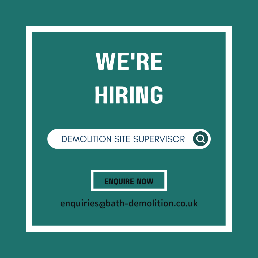 BathDemolition's tweet photo. Bath Demolition is #hiring! We are looking for Site Supervisors to join us as we continue to grow our business. To apply or find out more, please contact us on: enquiries@bath-demolition.co.uk.

#demolition #growingbusiness #hiringnow #sitesupervisor https://t.co/YEq765UUSG