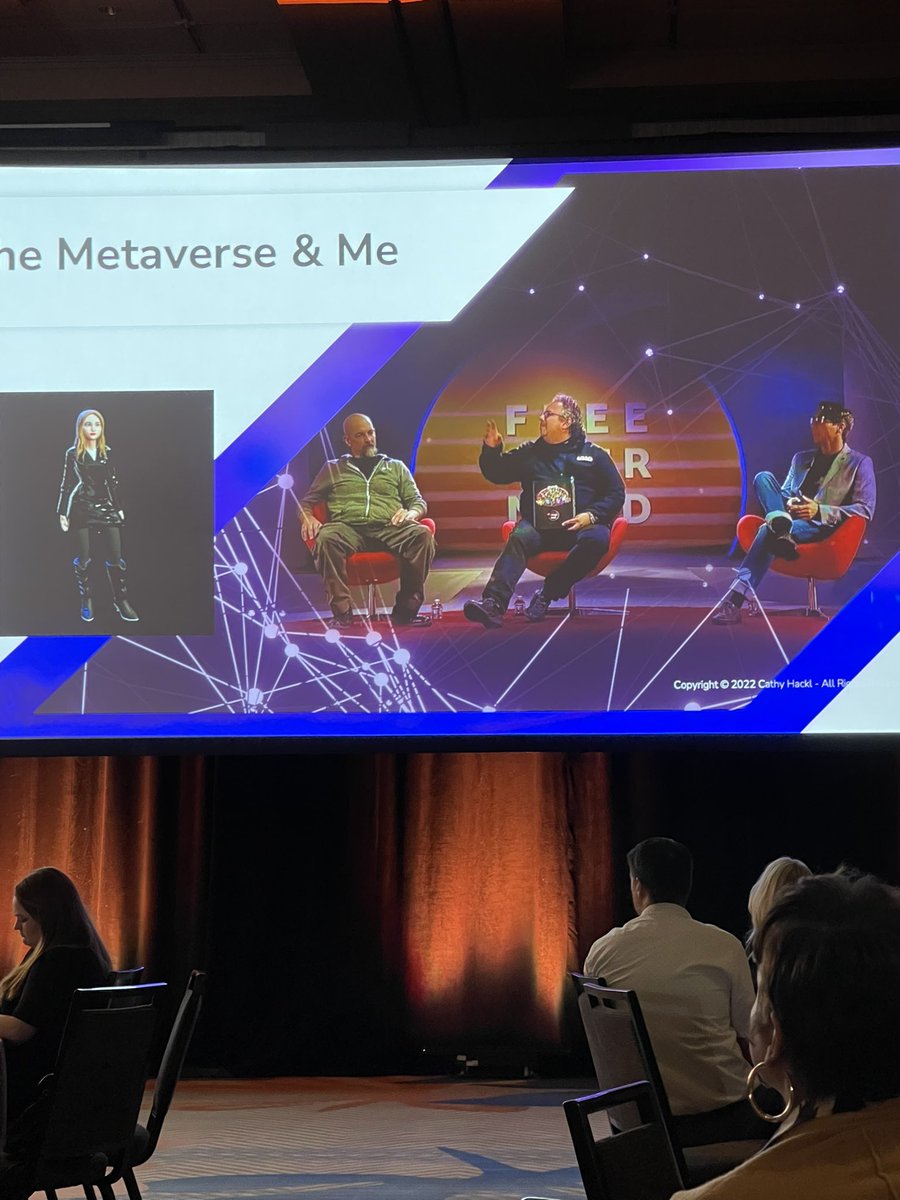 AstenRigel's tweet photo. .@CathyHackl kicking things off as keynote this morning talking about Web3, Metaverse, and all things AI. #RaganDisney @RaganComms https://t.co/4yzUFlSjbu