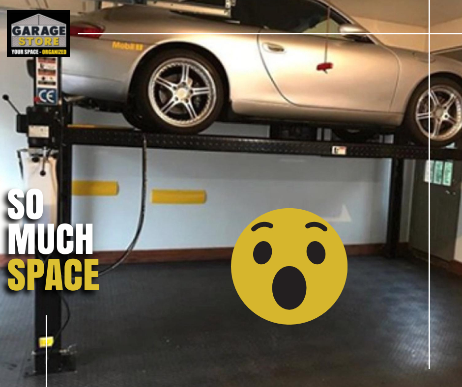 organizegarage's tweet photo. Look at all that room under there! Can you imagine the possibilities!? Call us now to get started on your vehicle lift and make room for all your stuff! Learn more https://t.co/3fQYBJeMQH and call for your free estimate: 1-847-428-8862 https://t.co/CNDbPFCKNM