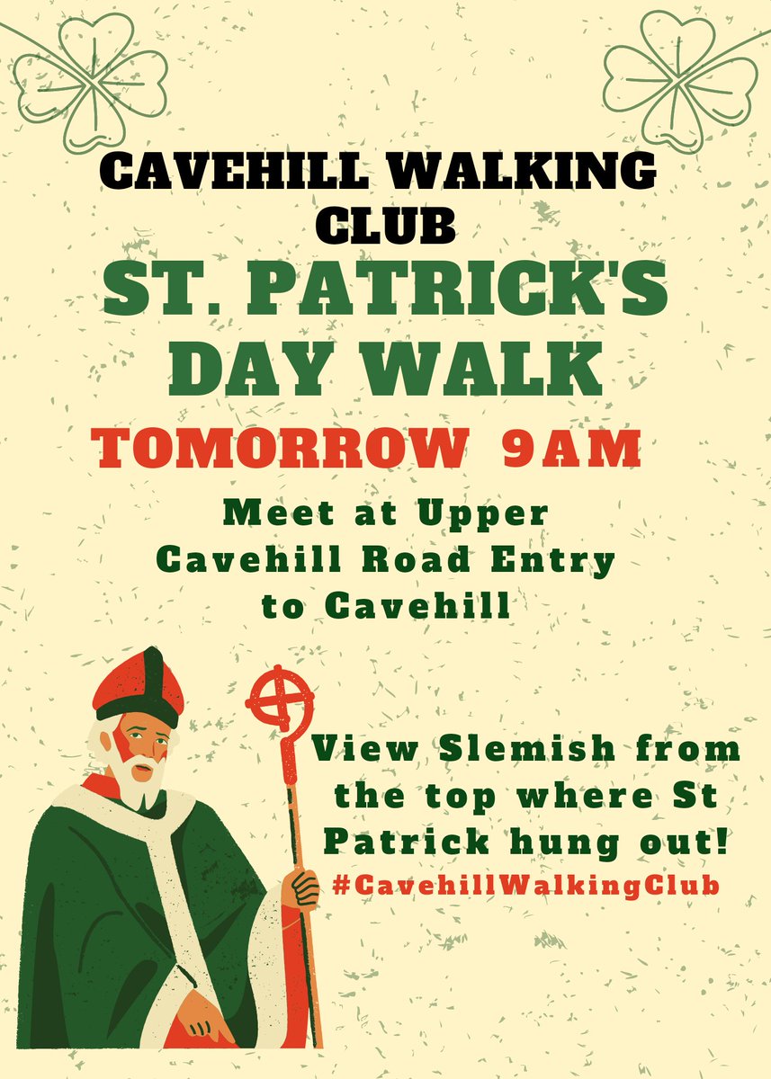 Alright Twittah? Fancy a dander up #Cavehill tomorrow? Get your #StPatricksDay started right with a dander up. We'll start at the earlier time of 9am tomorrow morning. Upper Cavehill Rd entry. #Belfast #BelfastHour #NorthBelfast #Cavehill #CavehillRoad #AntrimRoad #mentalhealth