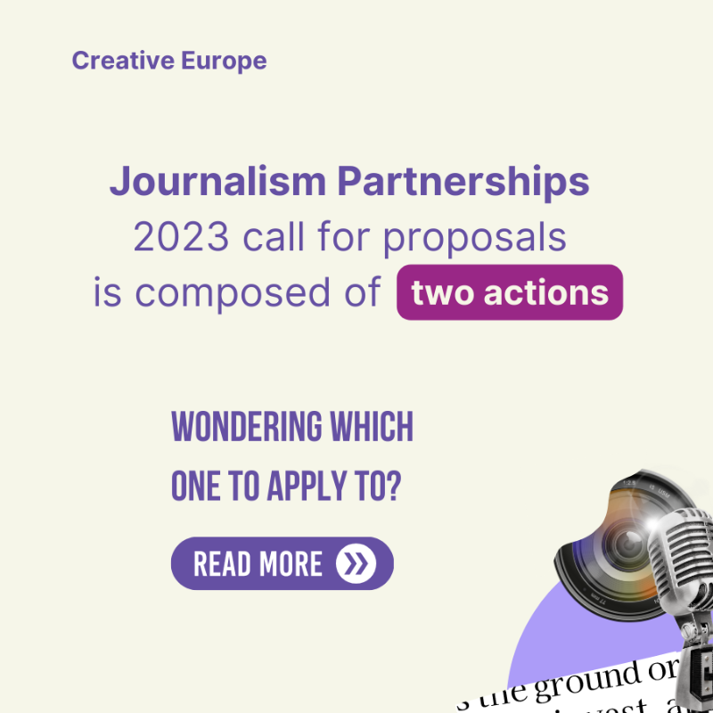 MediaEu's tweet photo. The Commission continues to support the resilience of the #newsmedia sector through the Journalism Partnerships #CallForProposals. 

This year it is composed of 2⃣ actions, do you know already which suits you best?