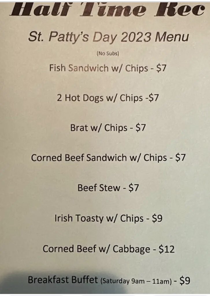 Who’s ready for tomorrow?! St Patrick’s day 🍀Rec opens at 8AM, food starts at 11. Irish Brigade noon to 8 and DJ Clarke 8-1AM! Celebrate St Pat’s Day at the REC!!